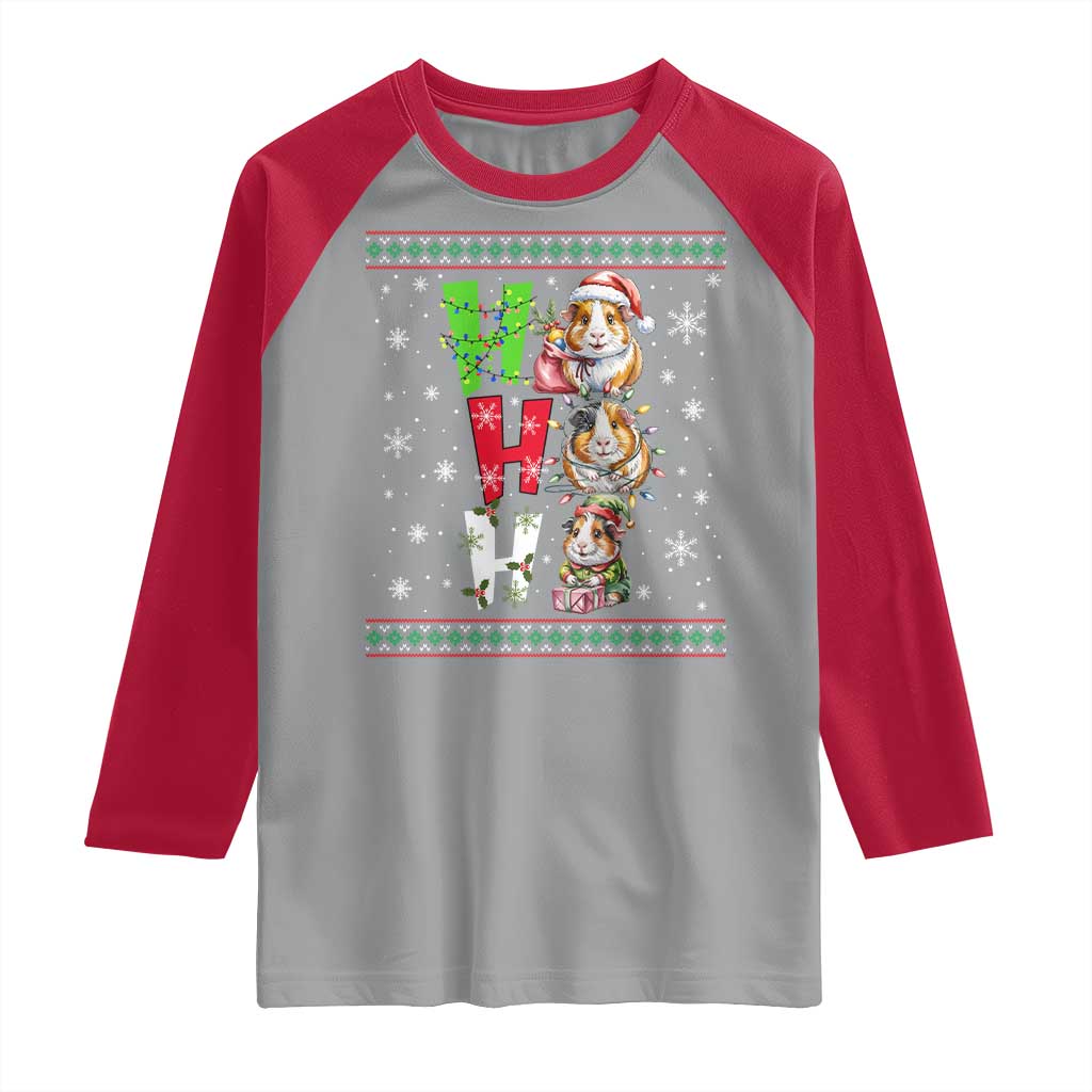 Funny Guinea Pig Ho Ho Ho Ugly Christmas Sweater Raglan Shirt Cute Pet Lover - Wonder Print Shop