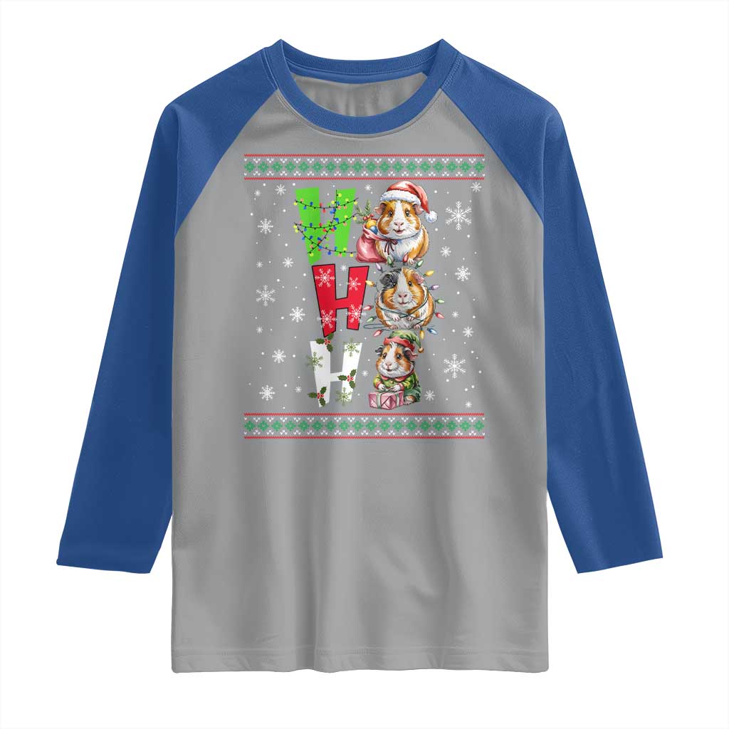 Funny Guinea Pig Ho Ho Ho Ugly Christmas Sweater Raglan Shirt Cute Pet Lover - Wonder Print Shop