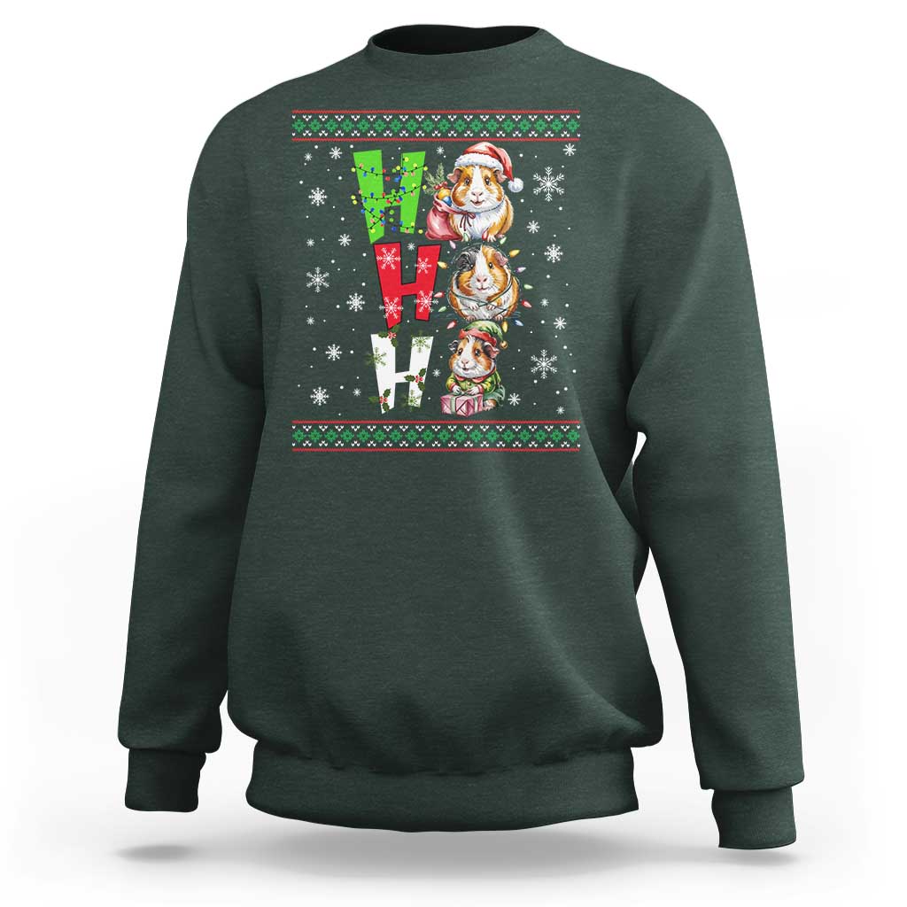 Funny Guinea Pig Ho Ho Ho Ugly Christmas Sweater Sweatshirt Cute Pet Lover - Wonder Print Shop