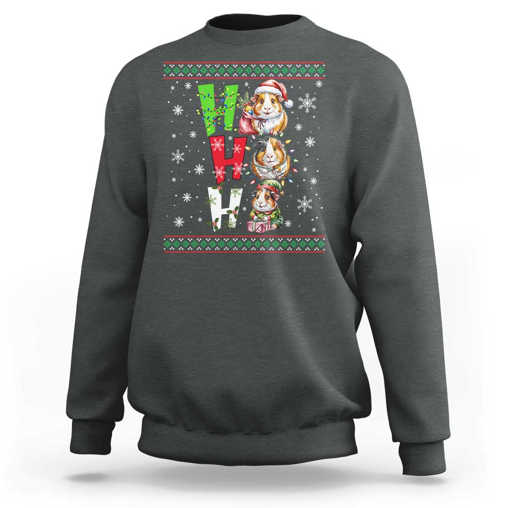 Funny Guinea Pig Ho Ho Ho Ugly Christmas Sweater Sweatshirt Cute Pet Lover - Wonder Print Shop
