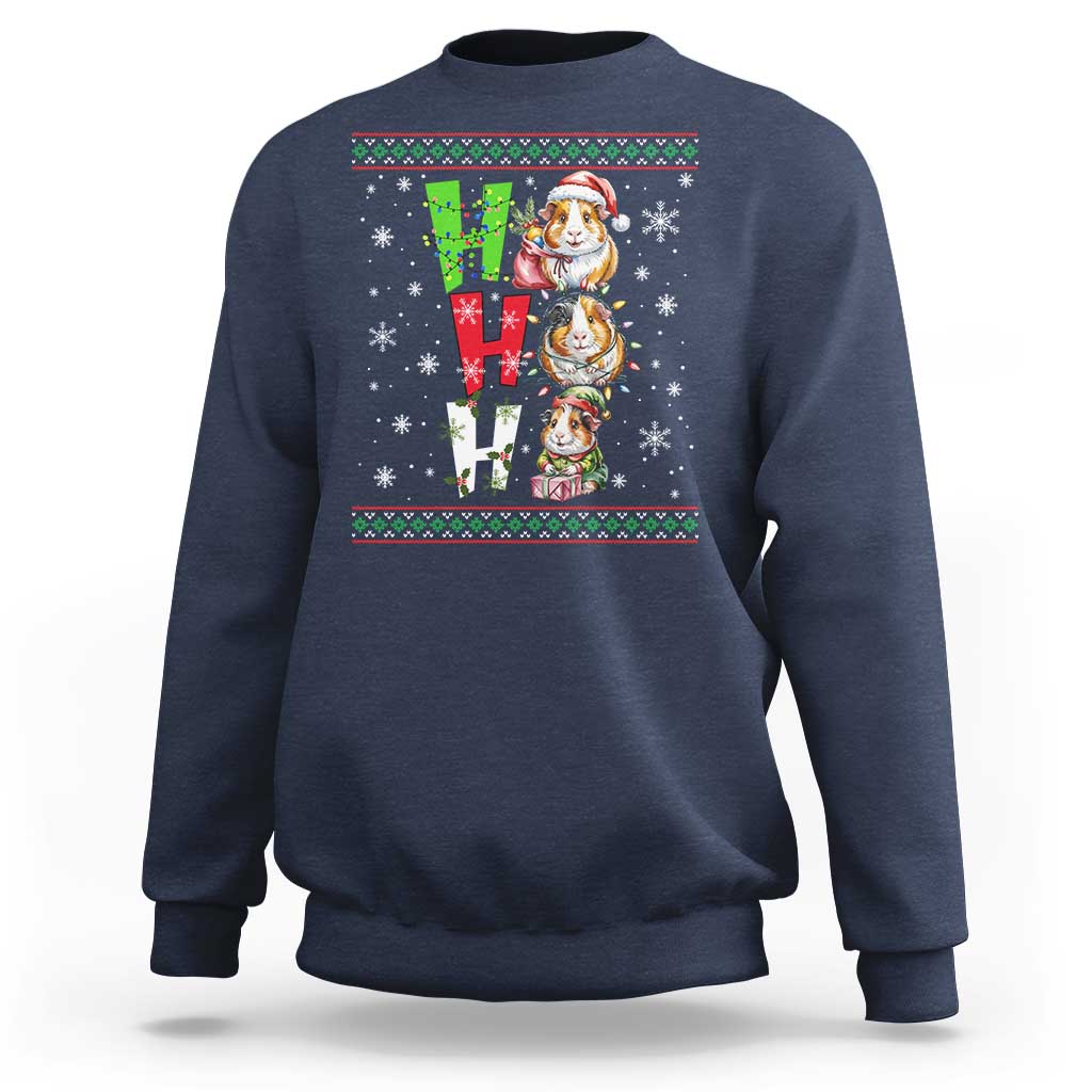 Funny Guinea Pig Ho Ho Ho Ugly Christmas Sweater Sweatshirt Cute Pet Lover - Wonder Print Shop