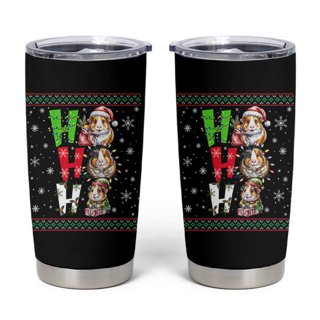 Funny Guinea Pig Ho Ho Ho Ugly Christmas Sweater Tumbler Cup Cute Pet Lover - Wonder Print Shop
