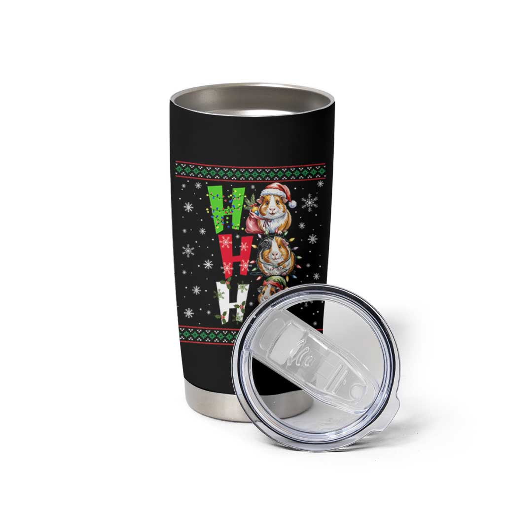 Funny Guinea Pig Ho Ho Ho Ugly Christmas Sweater Tumbler Cup Cute Pet Lover - Wonder Print Shop
