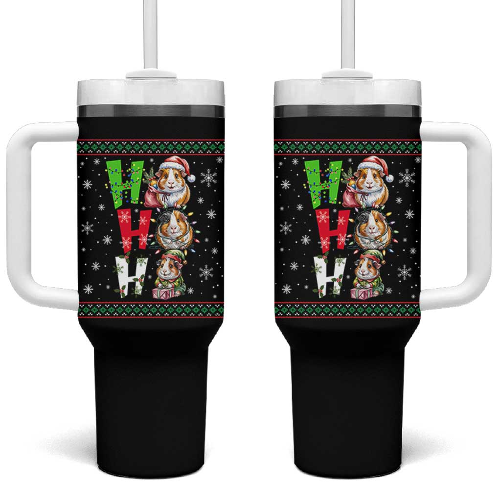 Funny Guinea Pig Ho Ho Ho Ugly Christmas Sweater Tumbler With Handle Cute Pet Lover - Wonder Print Shop