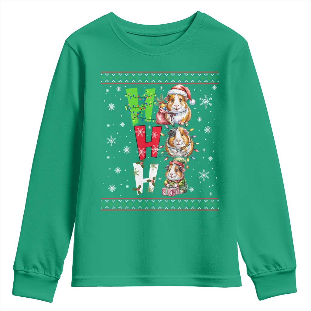 Funny Guinea Pig Ho Ho Ho Ugly Christmas Sweater Youth Sweatshirt Cute Pet Lover - Wonder Print Shop