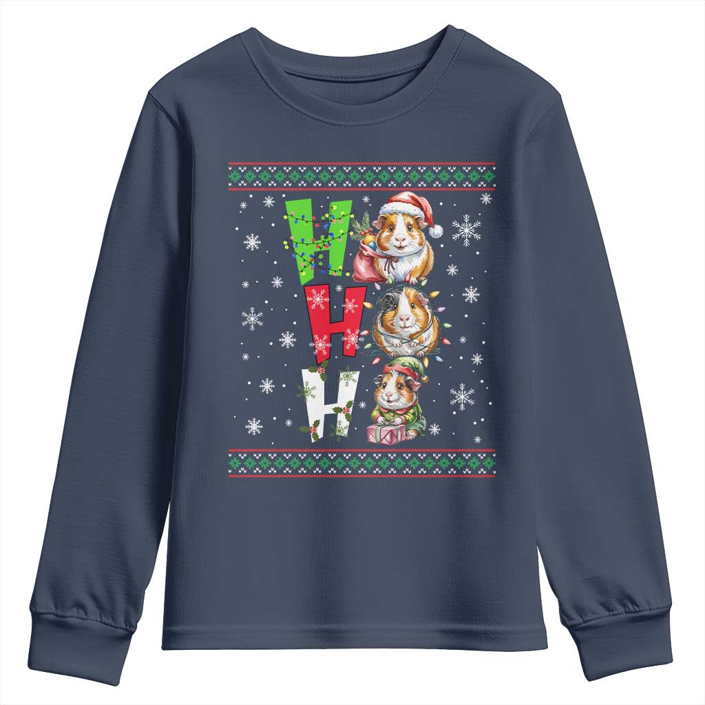 Funny Guinea Pig Ho Ho Ho Ugly Christmas Sweater Youth Sweatshirt Cute Pet Lover - Wonder Print Shop