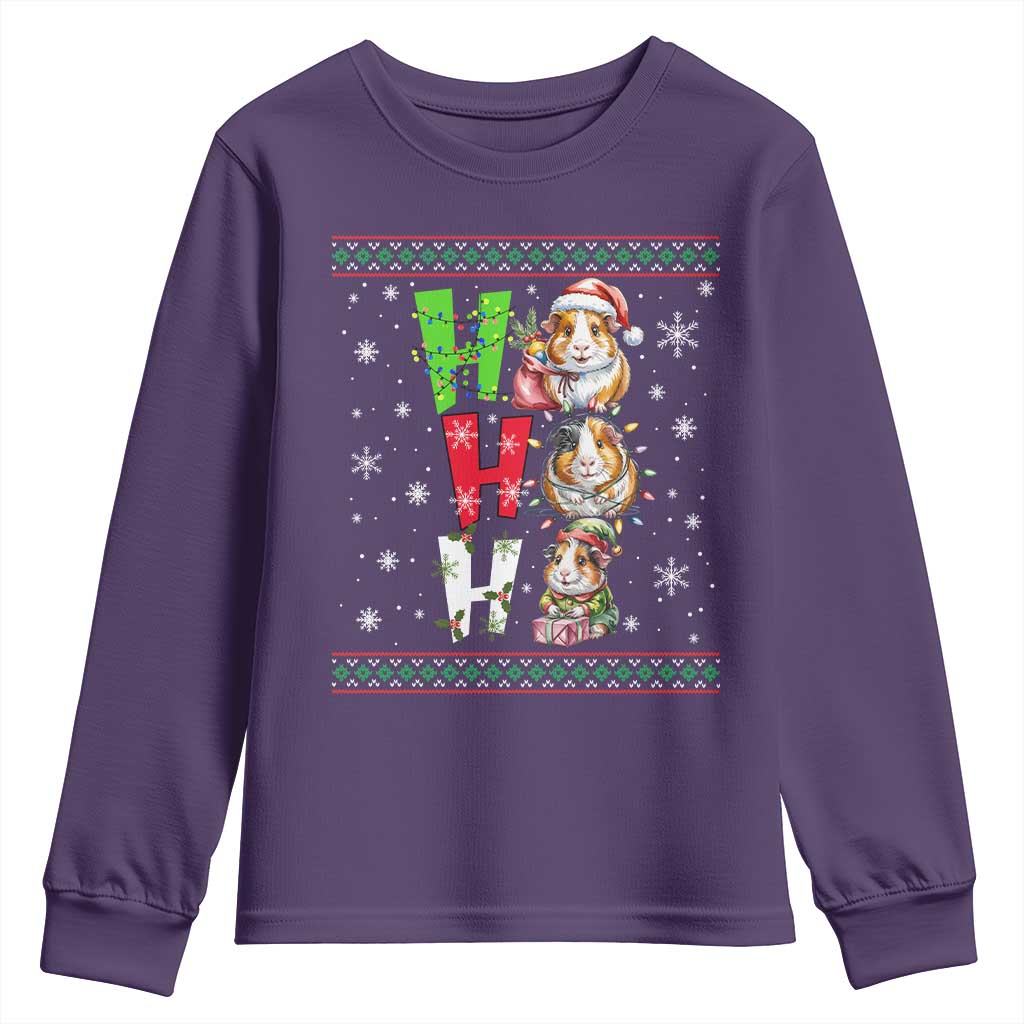 Funny Guinea Pig Ho Ho Ho Ugly Christmas Sweater Youth Sweatshirt Cute Pet Lover - Wonder Print Shop