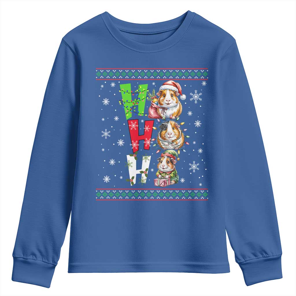 Funny Guinea Pig Ho Ho Ho Ugly Christmas Sweater Youth Sweatshirt Cute Pet Lover - Wonder Print Shop