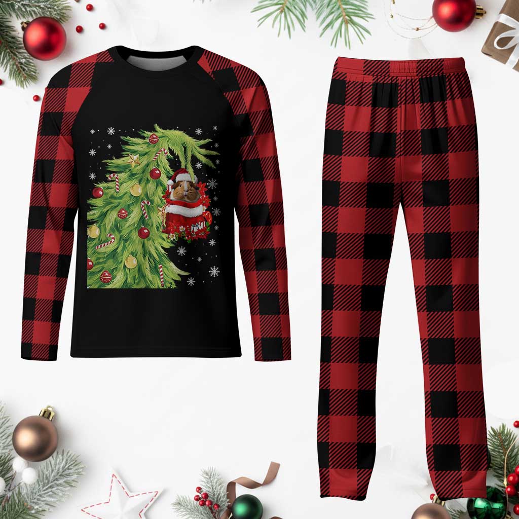 Funny Christmas Guinea In Green Hand Naughty Plaid Pajama Set Cute Pet Lover Gift - Wonder Print Shop