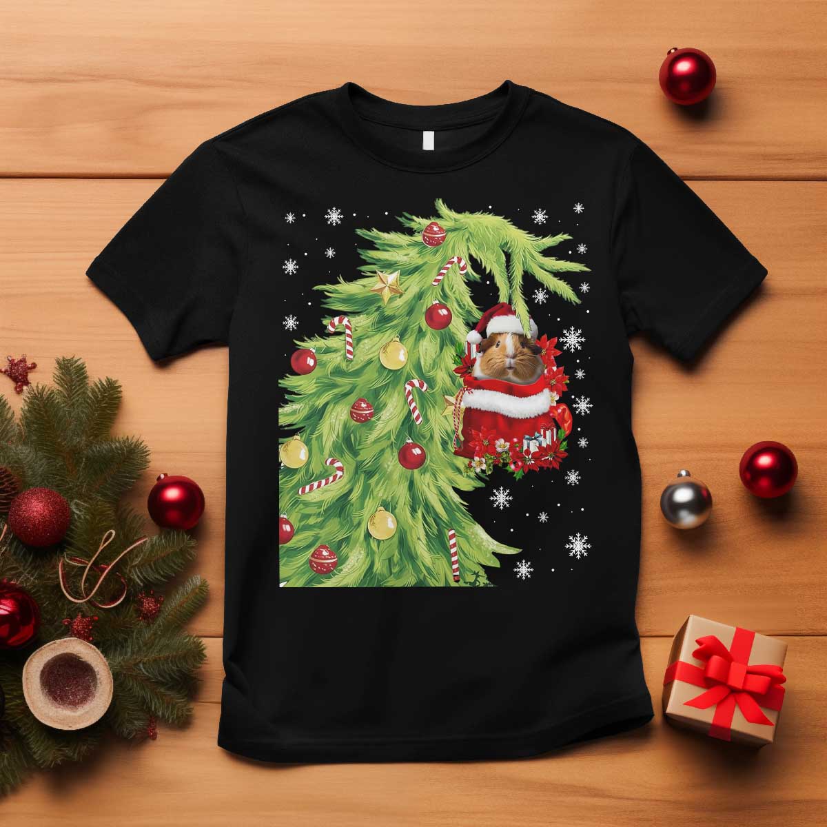 Funny Christmas Guinea In Green Hand Naughty T Shirt Cute Pet Lover Gift - Wonder Print Shop
