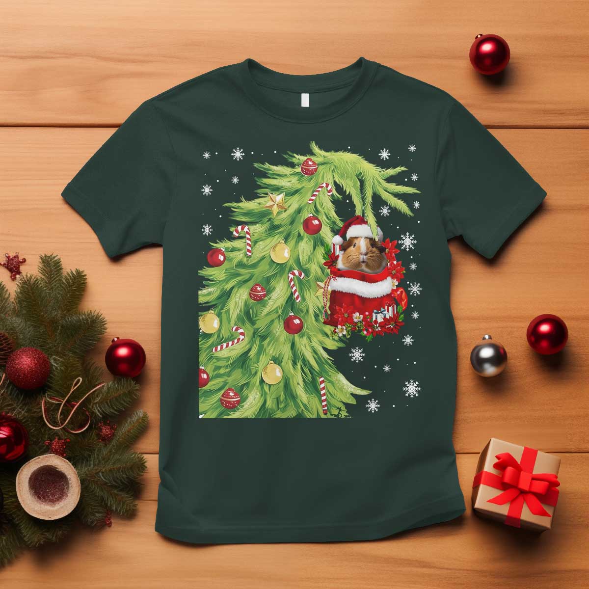 Funny Christmas Guinea In Green Hand Naughty T Shirt Cute Pet Lover Gift - Wonder Print Shop