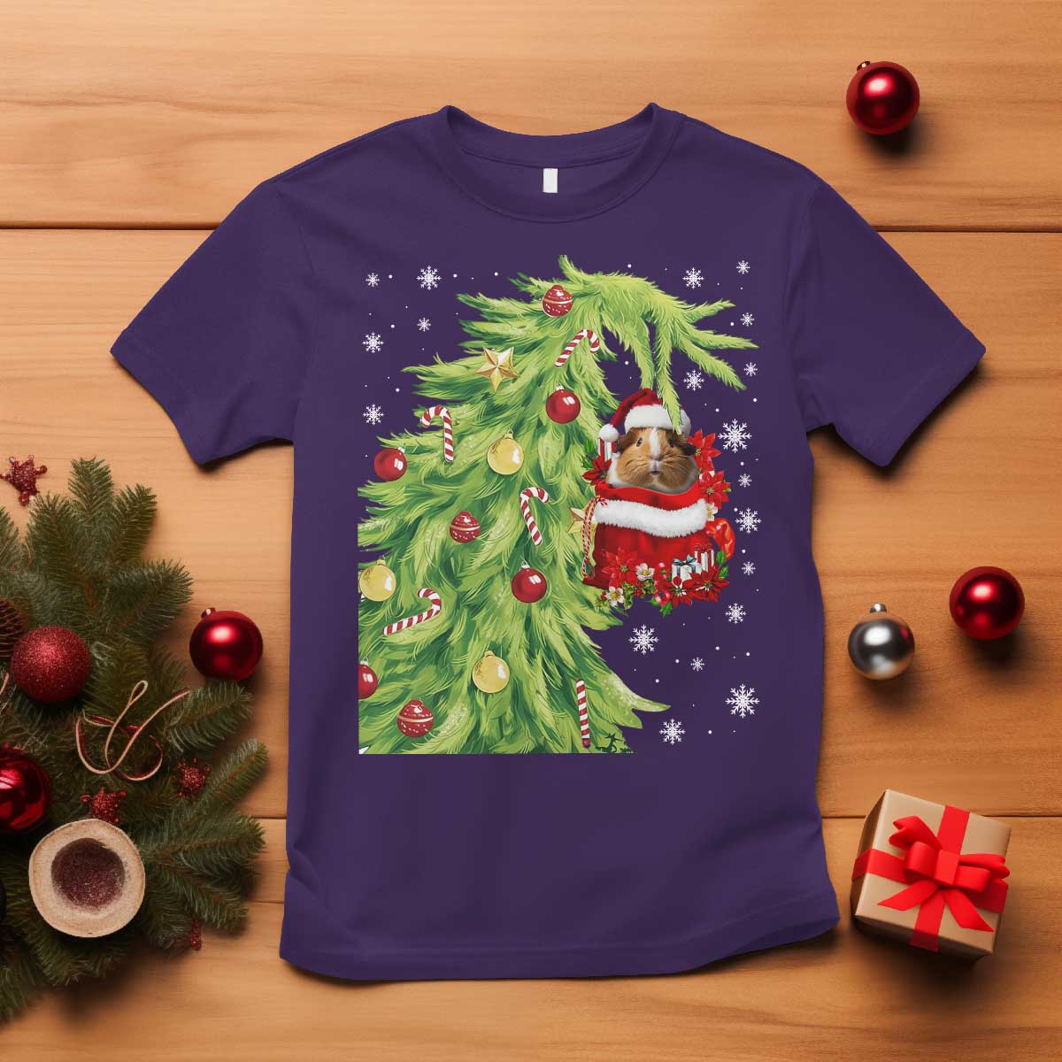 Funny Christmas Guinea In Green Hand Naughty T Shirt Cute Pet Lover Gift - Wonder Print Shop