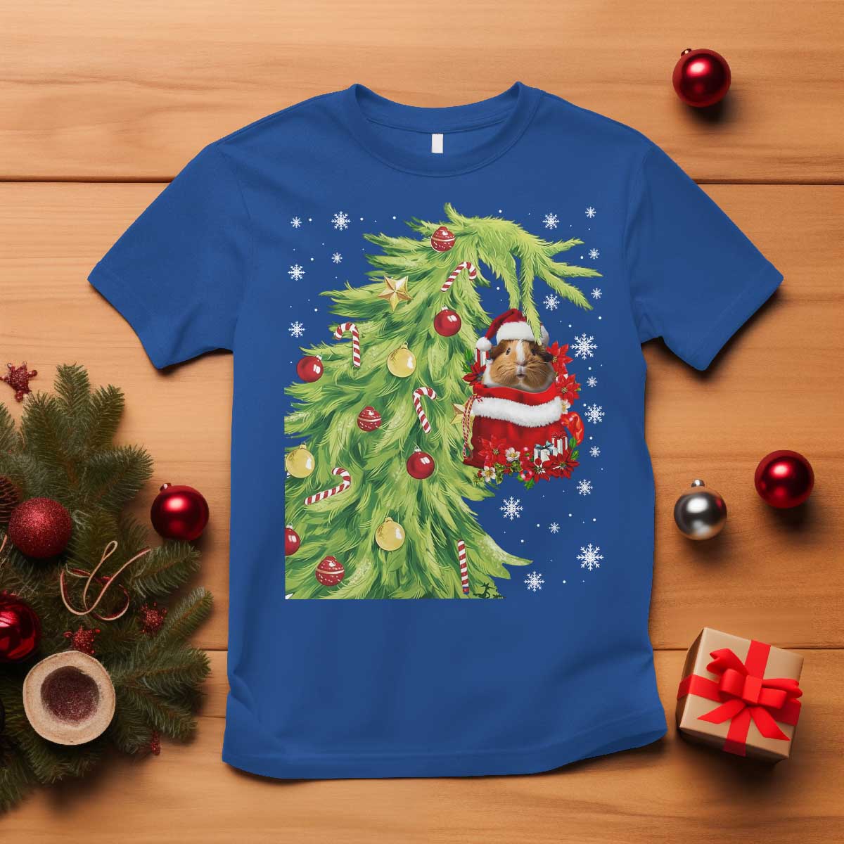 Funny Christmas Guinea In Green Hand Naughty T Shirt Cute Pet Lover Gift - Wonder Print Shop
