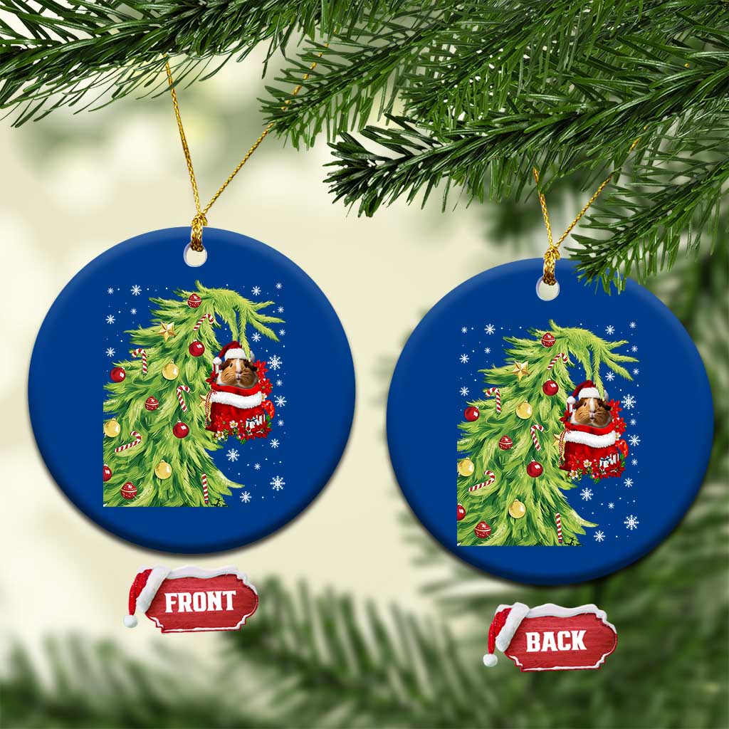 Funny Christmas Guinea In Green Hand Naughty Ceramic Ornament Cute Pet Lover Gift - Wonder Print Shop