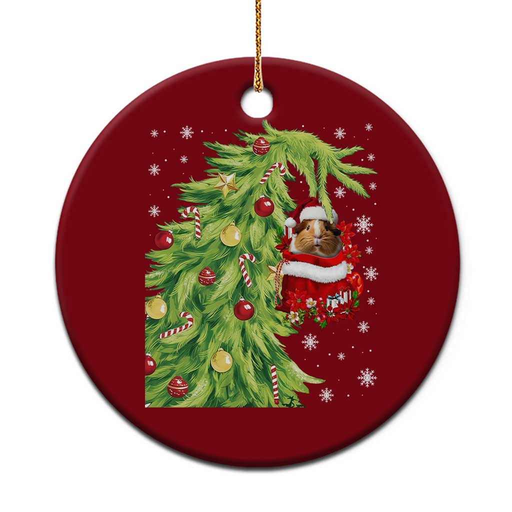 Funny Christmas Guinea In Green Hand Naughty Ceramic Ornament Cute Pet Lover Gift - Wonder Print Shop