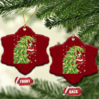 Funny Christmas Guinea In Green Hand Naughty Ceramic Ornament Cute Pet Lover Gift - Wonder Print Shop