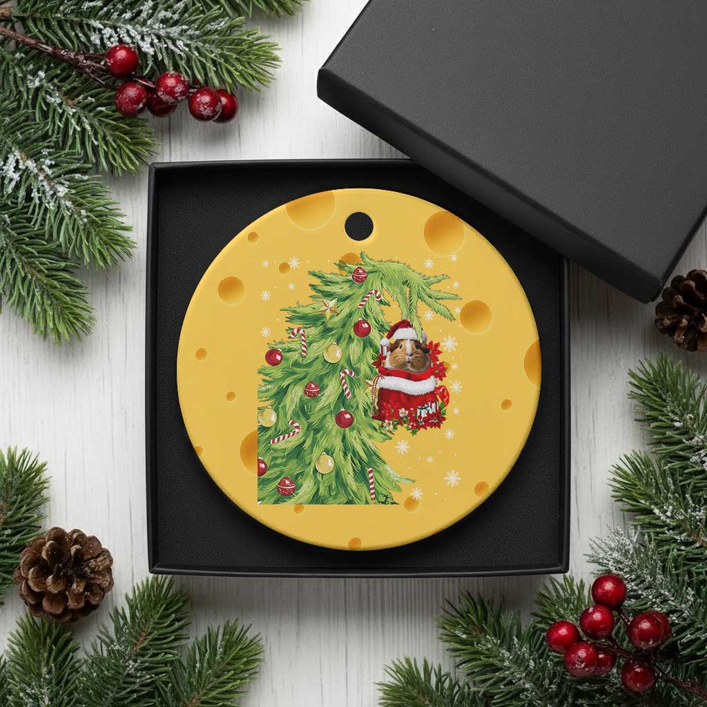 Funny Christmas Guinea In Green Hand Naughty Ceramic Ornament Cute Pet Lover Gift - Wonder Print Shop