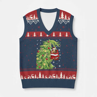 Funny Christmas Guinea In Green Hand Naughty V-Neck Knit Sweater Vest Cute Pet Lover Gift - undefined