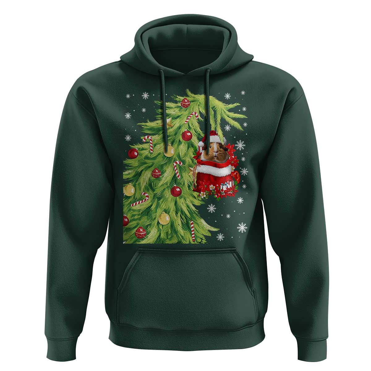 Funny Christmas Guinea In Green Hand Naughty Hoodie Cute Pet Lover Gift - Wonder Print Shop