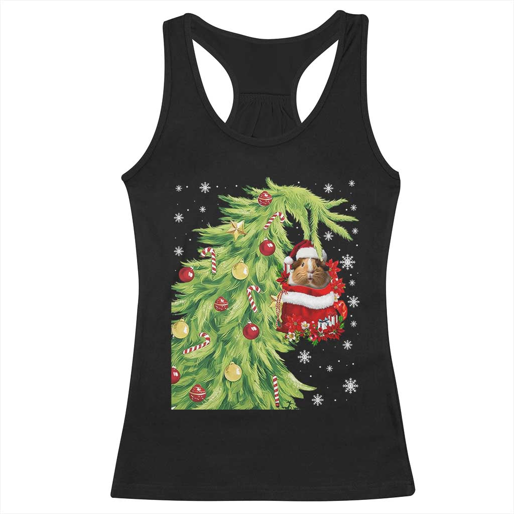 Funny Christmas Guinea In Green Hand Naughty Racerback Tank Top Cute Pet Lover Gift - Wonder Print Shop