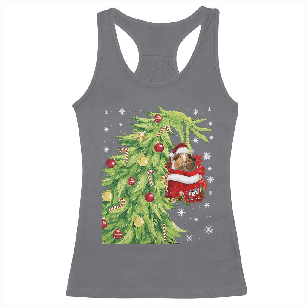 Funny Christmas Guinea In Green Hand Naughty Racerback Tank Top Cute Pet Lover Gift - Wonder Print Shop