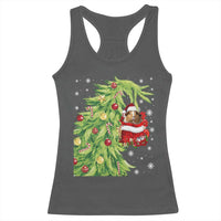 Funny Christmas Guinea In Green Hand Naughty Racerback Tank Top Cute Pet Lover Gift - Wonder Print Shop