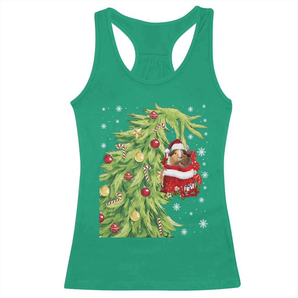Funny Christmas Guinea In Green Hand Naughty Racerback Tank Top Cute Pet Lover Gift - Wonder Print Shop