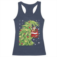 Funny Christmas Guinea In Green Hand Naughty Racerback Tank Top Cute Pet Lover Gift - Wonder Print Shop