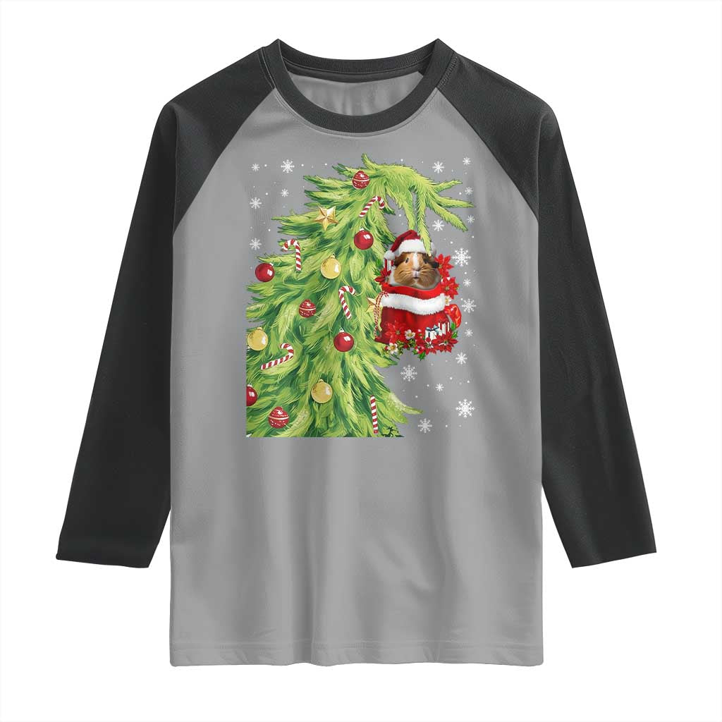 Funny Christmas Guinea In Green Hand Naughty Raglan Shirt Cute Pet Lover Gift - Wonder Print Shop