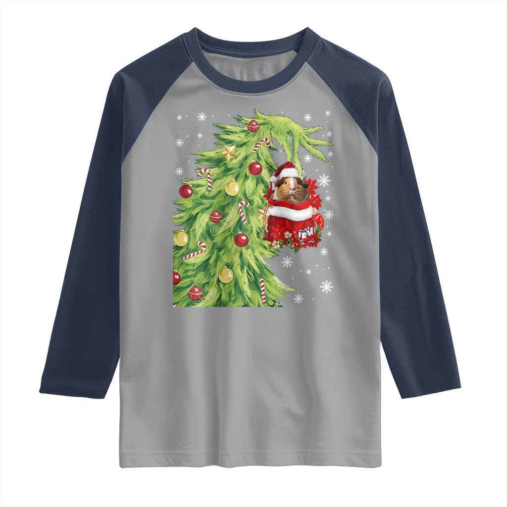 Funny Christmas Guinea In Green Hand Naughty Raglan Shirt Cute Pet Lover Gift - Wonder Print Shop