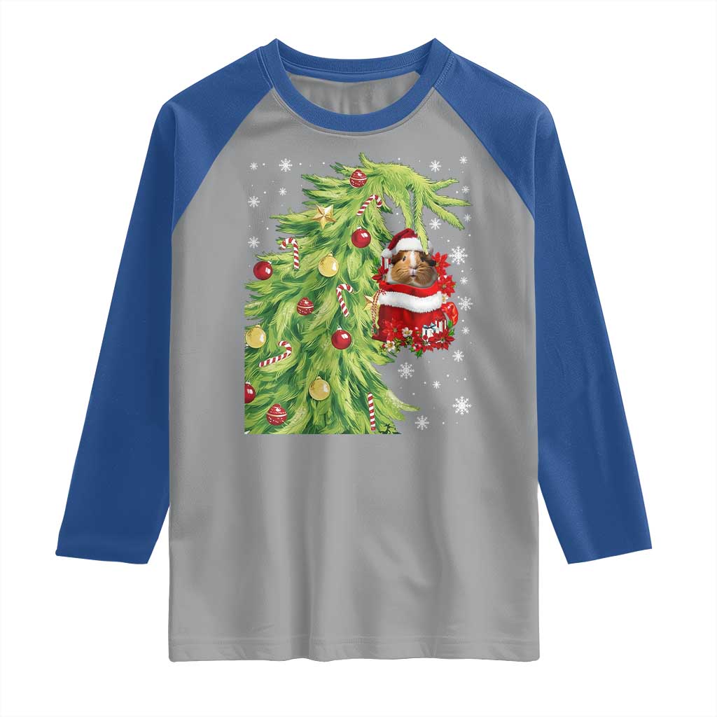 Funny Christmas Guinea In Green Hand Naughty Raglan Shirt Cute Pet Lover Gift - Wonder Print Shop