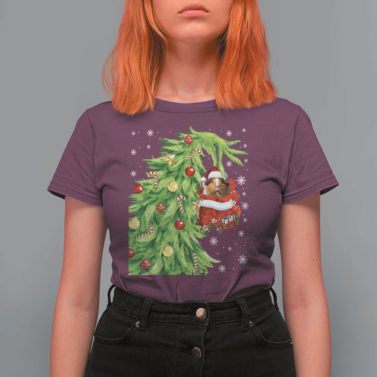 Funny Christmas Guinea In Green Hand Naughty T Shirt For Women Cute Pet Lover Gift - Wonder Print Shop