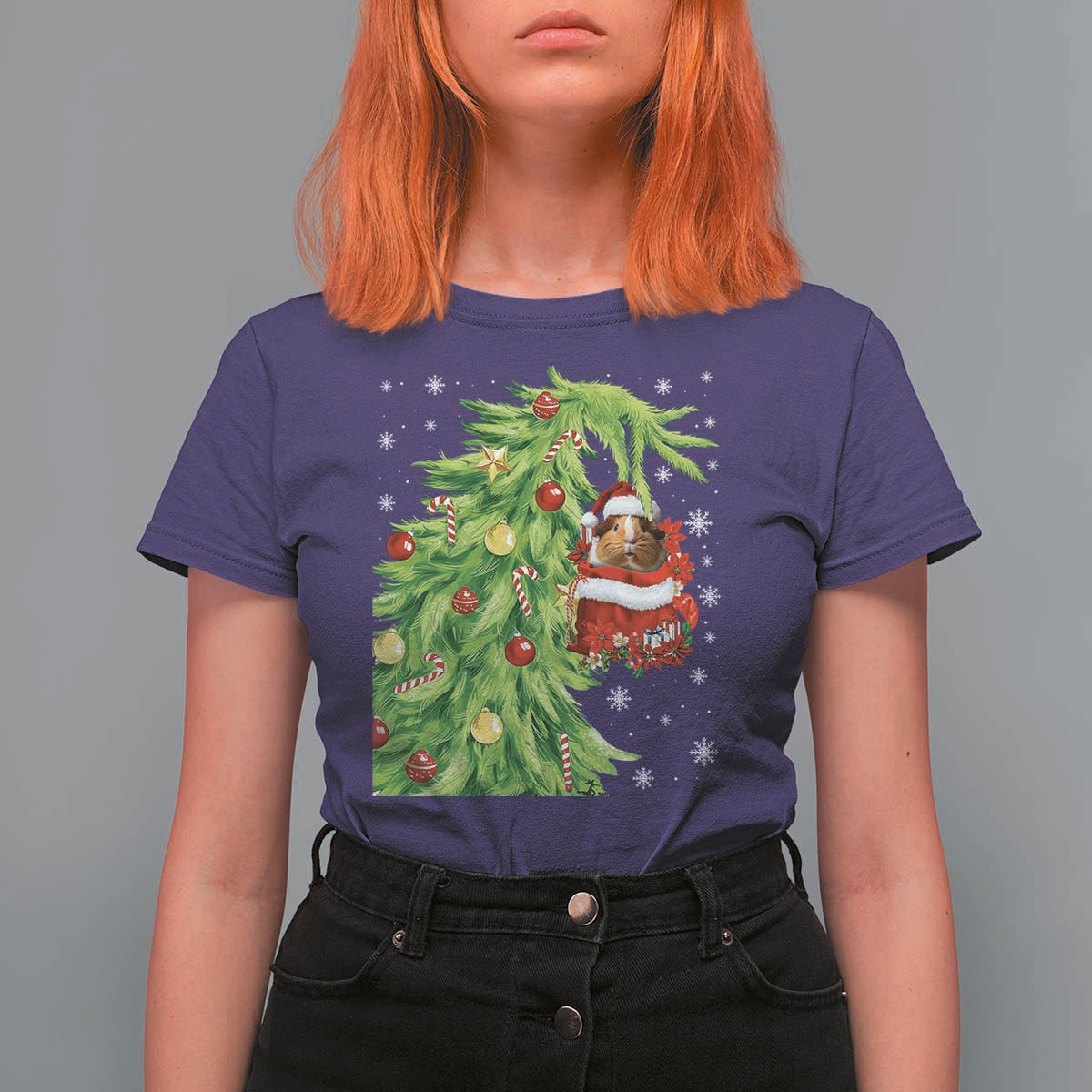 Funny Christmas Guinea In Green Hand Naughty T Shirt For Women Cute Pet Lover Gift - Wonder Print Shop