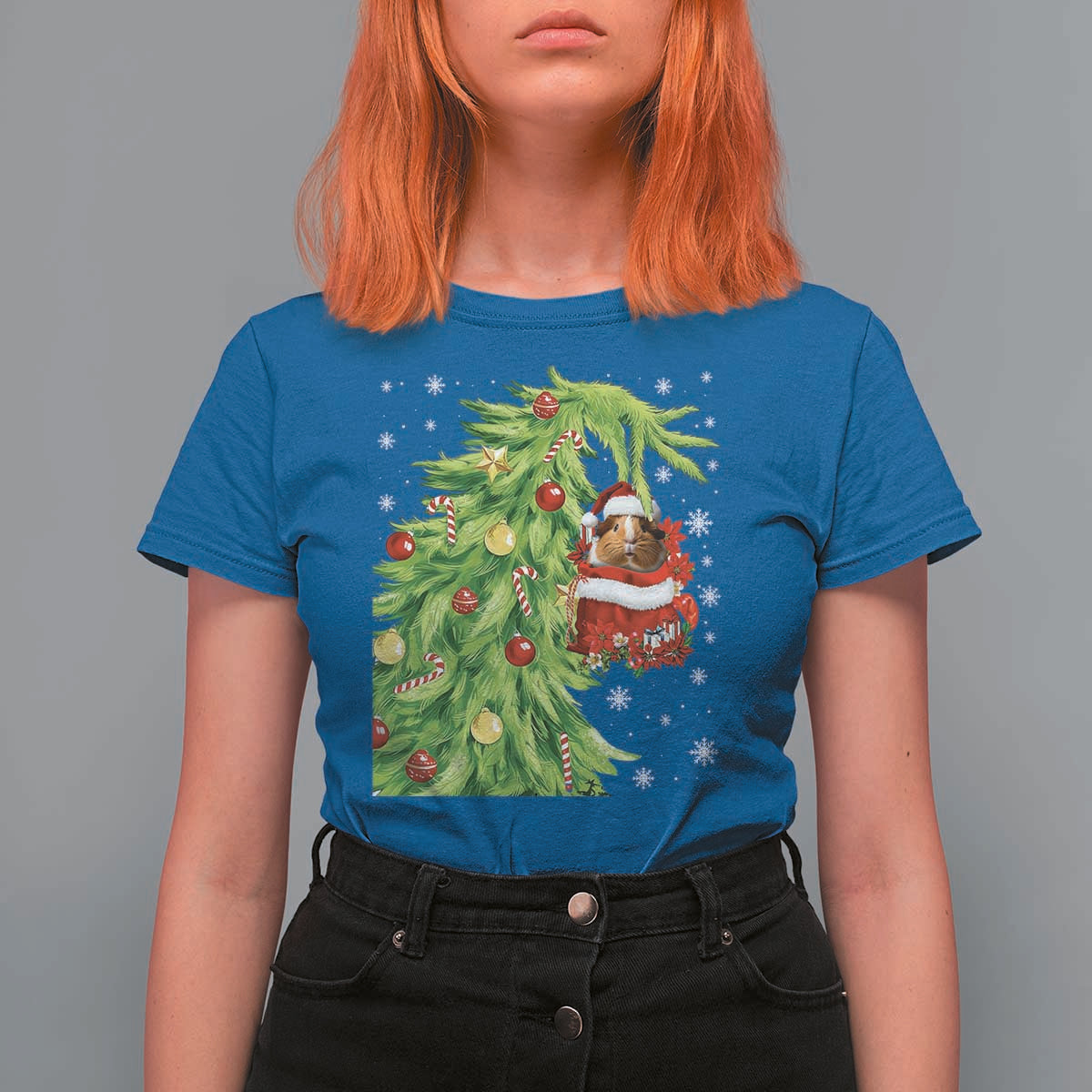 Funny Christmas Guinea In Green Hand Naughty T Shirt For Women Cute Pet Lover Gift - Wonder Print Shop