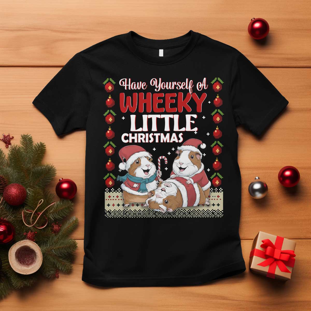 Have Yourself A Wheeky Little Christmas T Shirt Funny Guinea Pig Lover - Wonder Print Shop