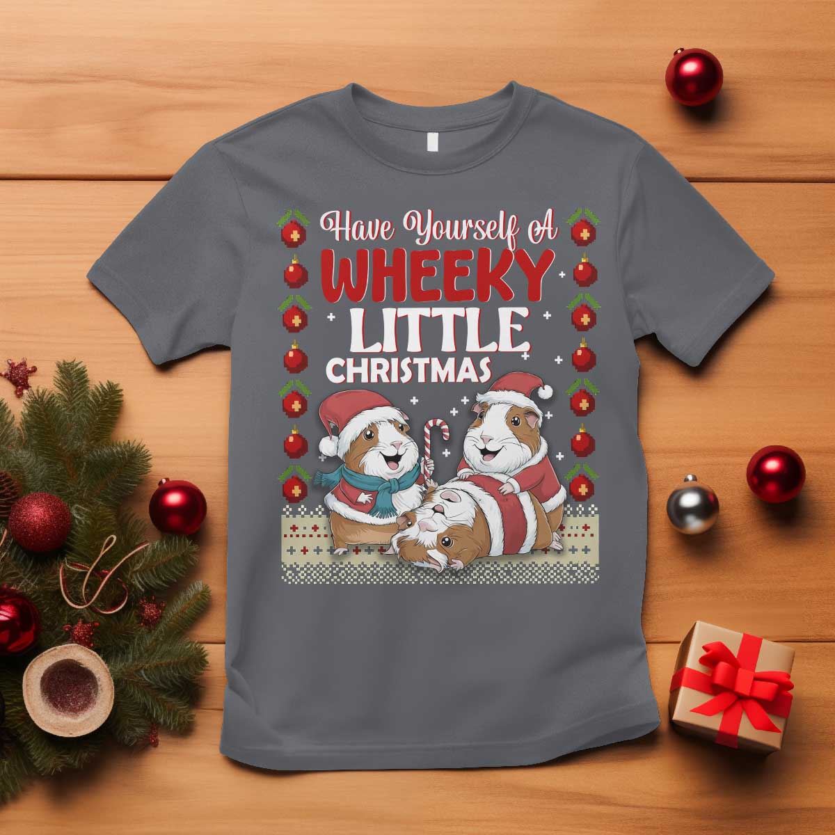 Have Yourself A Wheeky Little Christmas T Shirt Funny Guinea Pig Lover - Wonder Print Shop