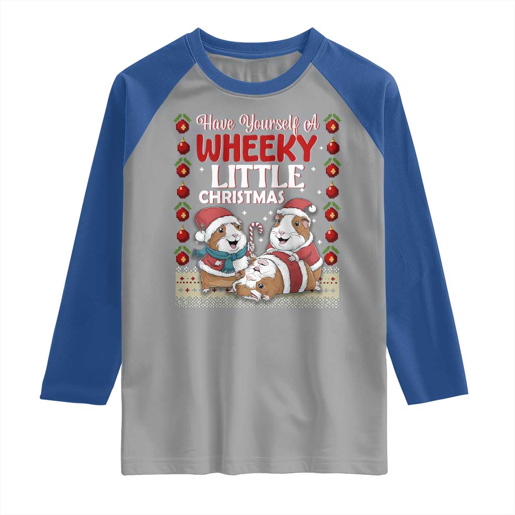Have Yourself A Wheeky Little Christmas Raglan Shirt Funny Guinea Pig Lover - Wonder Print Shop