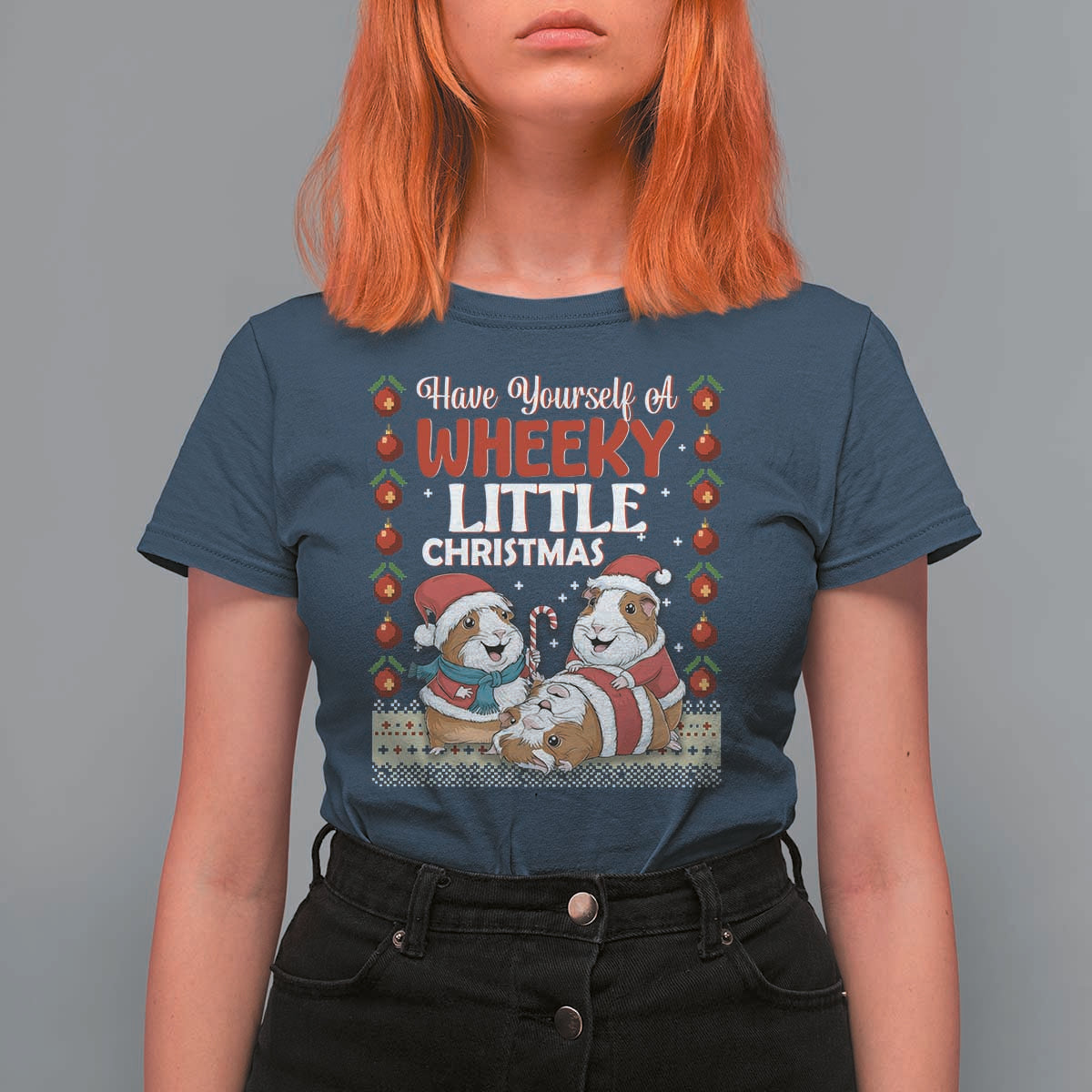 Have Yourself A Wheeky Little Christmas T Shirt For Women Funny Guinea Pig Lover - Wonder Print Shop