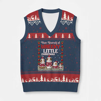 Christmas Guinea Pig Lover V-Neck Knit Sweater Vest Have Yourself A Wheeky Little - Wonder Print Shop