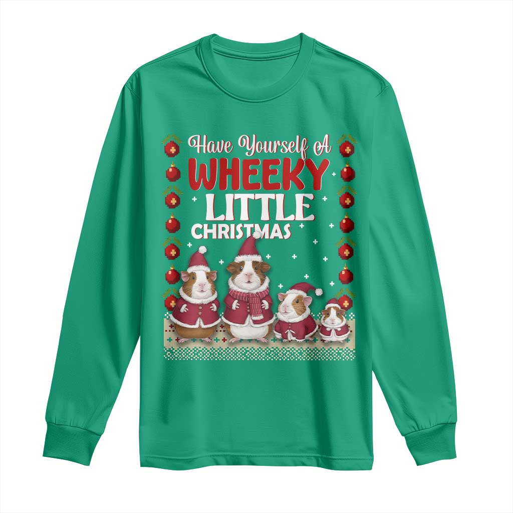 Christmas Guinea Pig Lover Long Sleeve Shirt Have Yourself A Wheeky Little - Wonder Print Shop