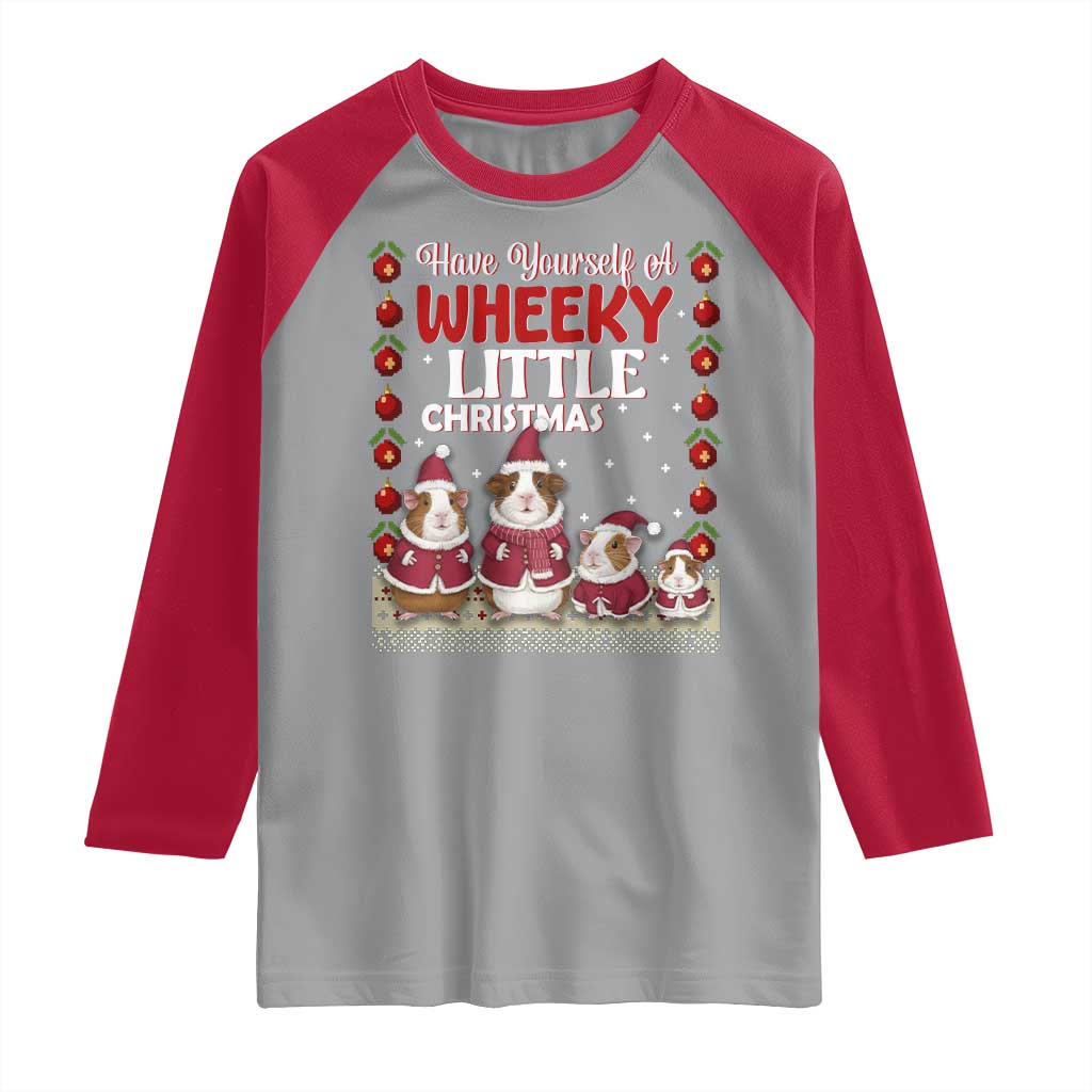 Christmas Guinea Pig Lover Raglan Shirt Have Yourself A Wheeky Little - Wonder Print Shop