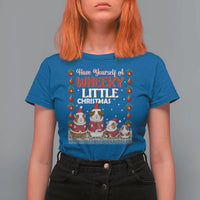 Christmas Guinea Pig Lover T Shirt For Women Have Yourself A Wheeky Little - Wonder Print Shop