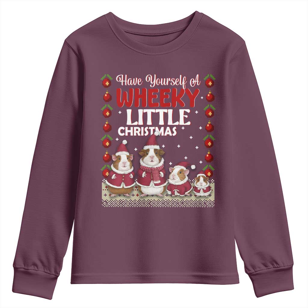Christmas Guinea Pig Lover Youth Sweatshirt Have Yourself A Wheeky Little - Wonder Print Shop