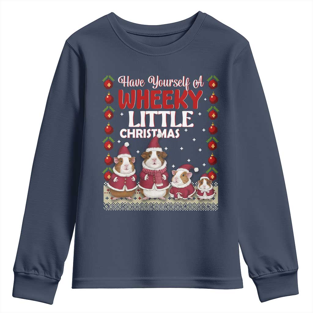 Christmas Guinea Pig Lover Youth Sweatshirt Have Yourself A Wheeky Little - Wonder Print Shop