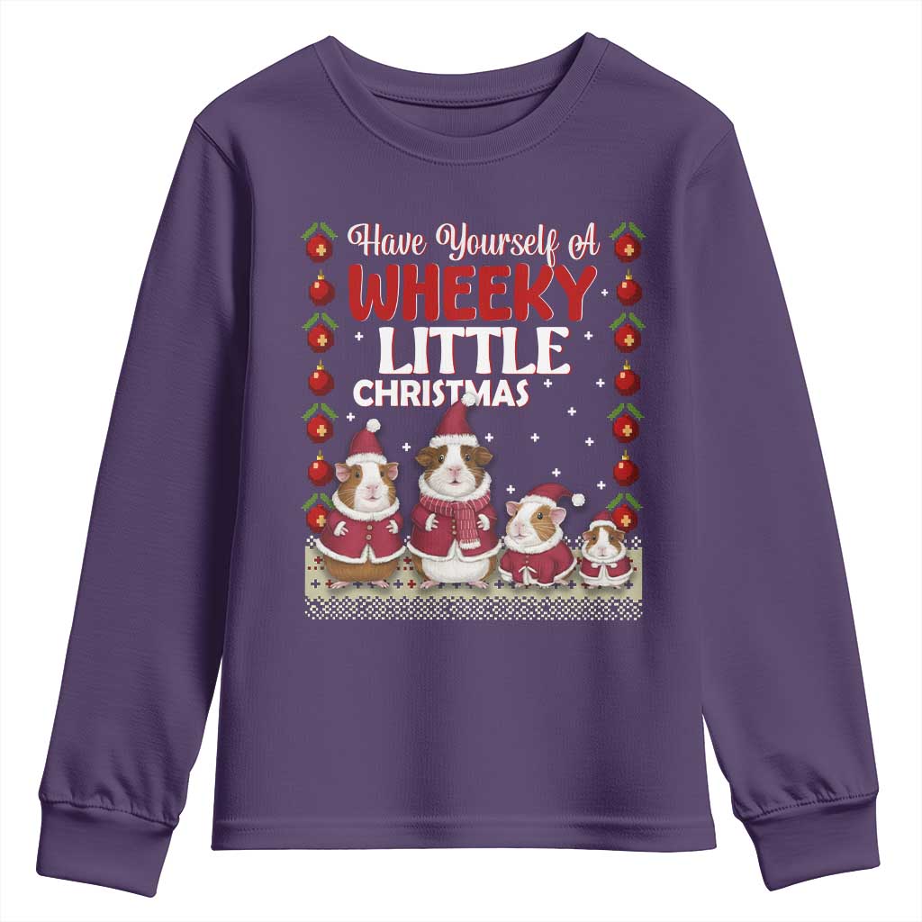 Christmas Guinea Pig Lover Youth Sweatshirt Have Yourself A Wheeky Little - Wonder Print Shop