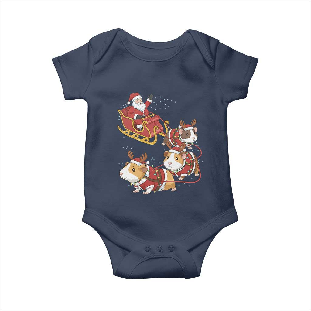 Funny Christmas Guinea Pig Lover Gift Baby Onesie Santa Pig Sleigh Crew - Wonder Print Shop