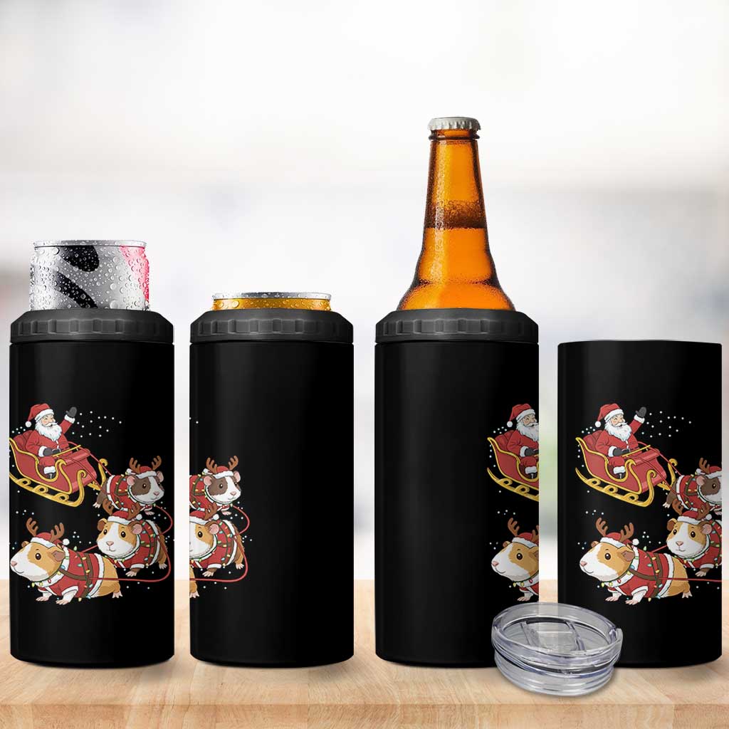 Funny Christmas Guinea Pig Lover Gift 4 in 1 Can Cooler Tumbler Santa Pig Sleigh Crew - Wonder Print Shop