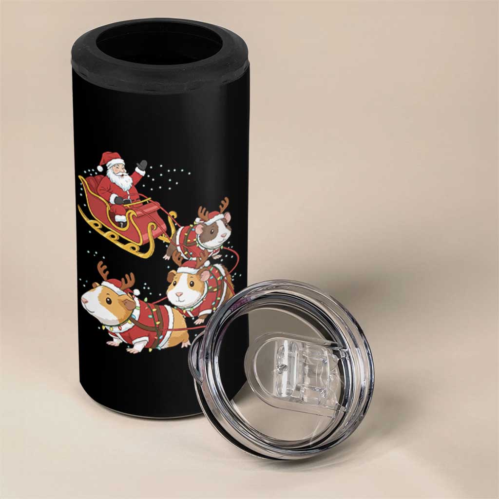 Funny Christmas Guinea Pig Lover Gift 4 in 1 Can Cooler Tumbler Santa Pig Sleigh Crew - Wonder Print Shop