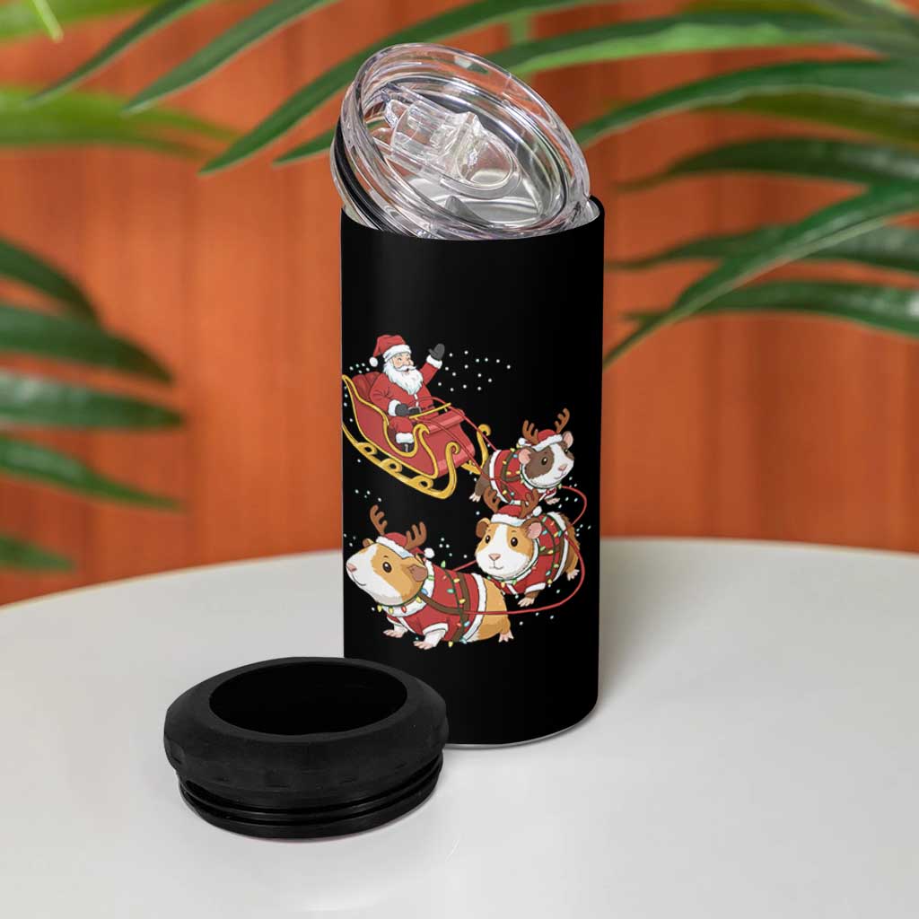 Funny Christmas Guinea Pig Lover Gift 4 in 1 Can Cooler Tumbler Santa Pig Sleigh Crew - Wonder Print Shop