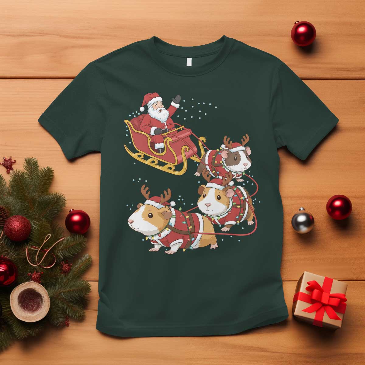 Funny Christmas Guinea Pig Lover Gift T Shirt Santa Pig Sleigh Crew - Wonder Print Shop